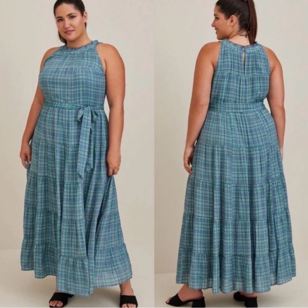torrid Blue Green Plaid Maxi Dress